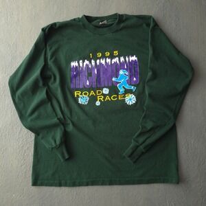 Vintage 1990s Fruit of the Loom Green Richmond Road Races T-shirt XL New Balance